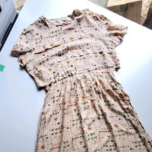 Cream Patterned Maxi Dress Plus Size